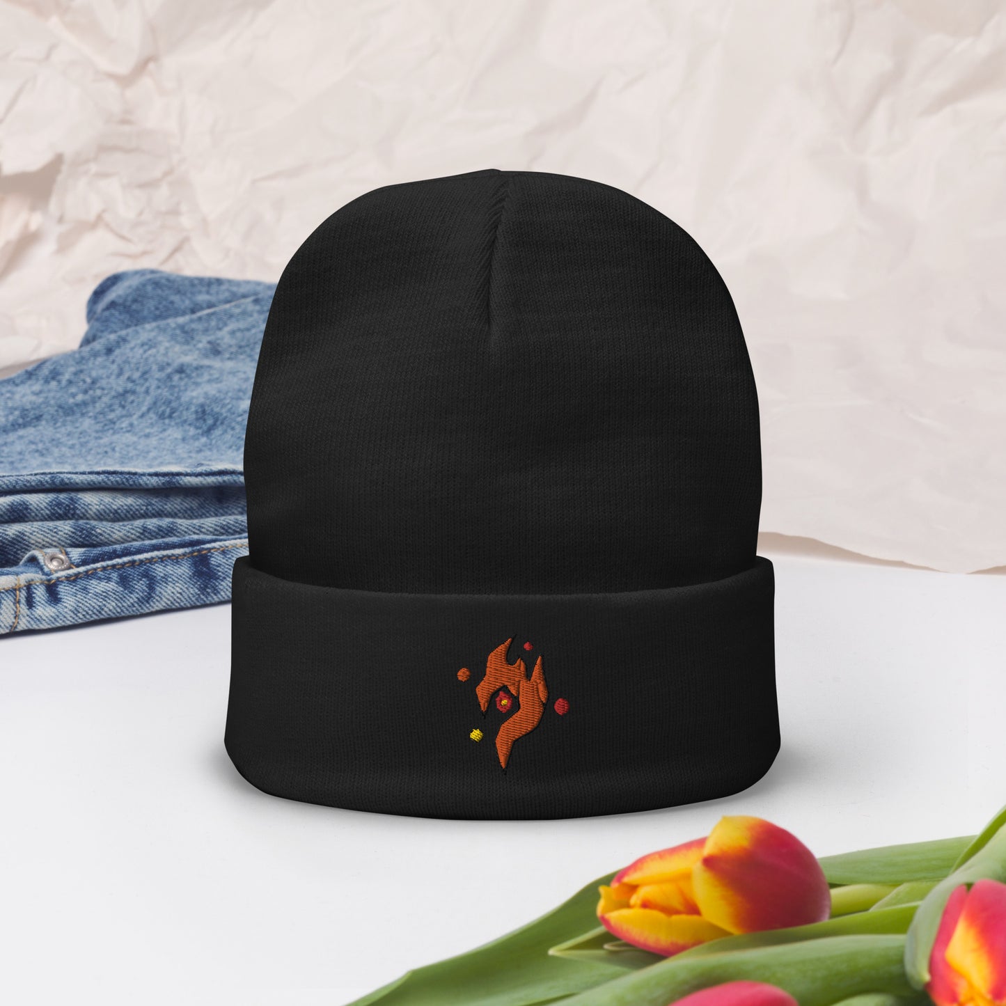 Element Flame Symbol Embroidered Beanie