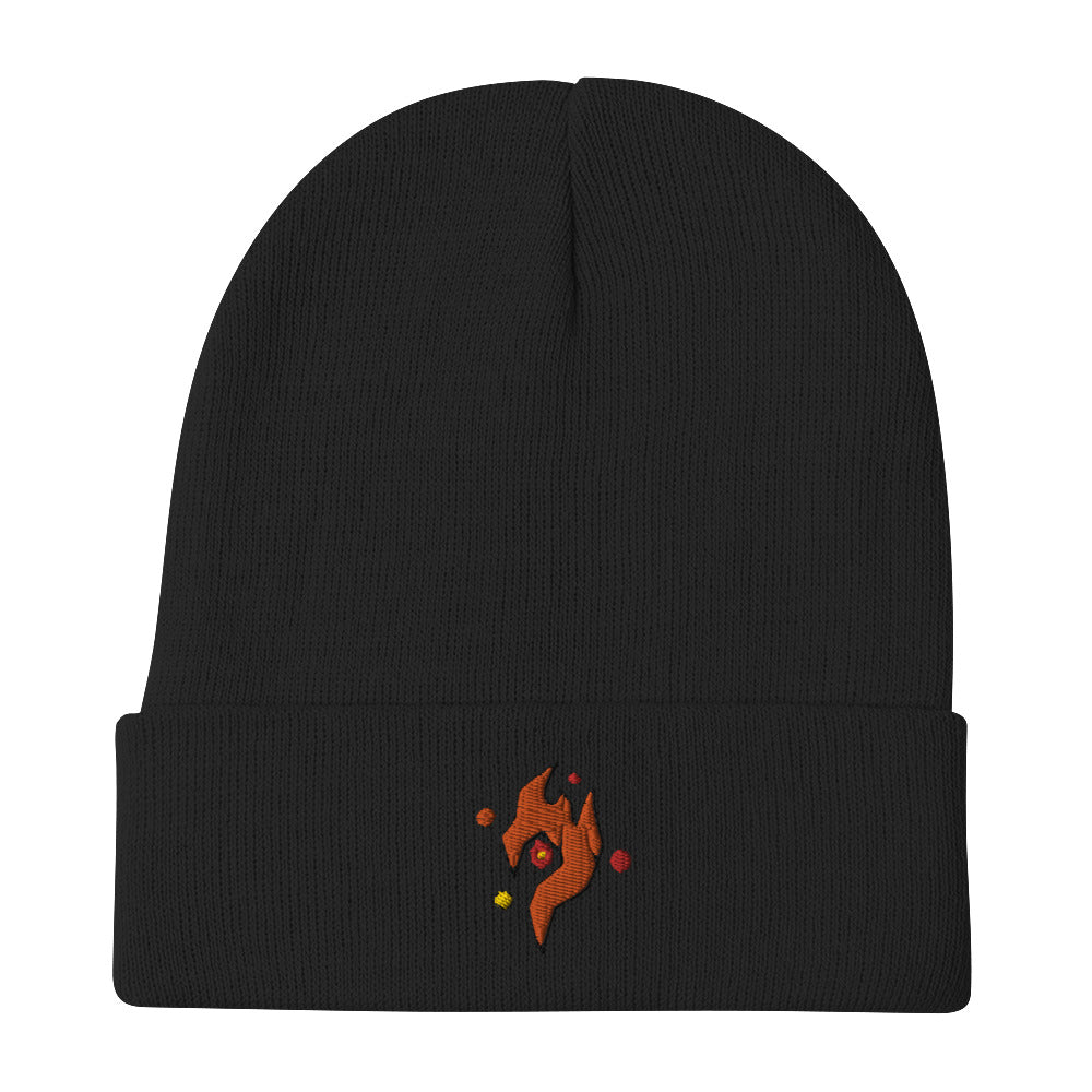 Flame Symbol Embroidered Beanie